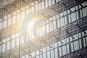 Modern office building - lightbeam, sun reflection photo