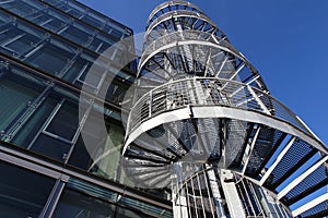 Modern office building and fire staircase