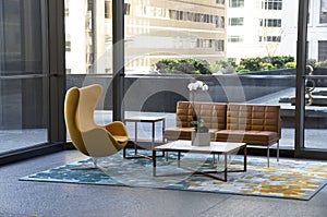 Modern office building lobby furniture photo