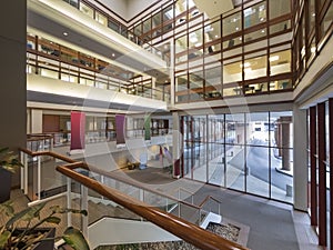 Modern office building lobby photo