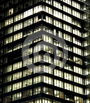 Modern office building at night