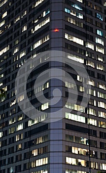 Modern office building at night