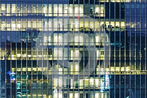 Modern office building at night