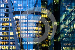 Modern office building at night