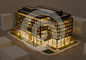 Modern office building night view