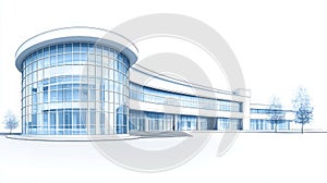 Modern office building rendering architectural visualization of contemporary workspace