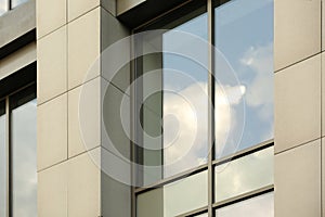 Modern office building with tinted windows.  architecture