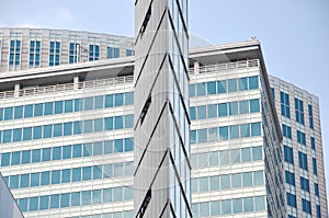 Modern office building windows closeup