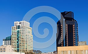 Modern Office Buildings Against Clear Blue Sky Sacramento CA