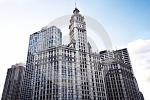 Modern Office Buildings. Bottom Up View. Chicago