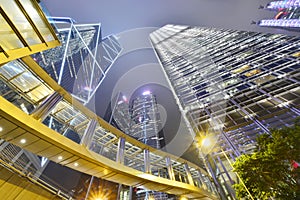 Modern office buildings in central Hong Kong.