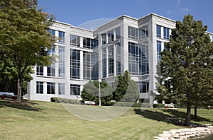 Modern office buildings in the city background