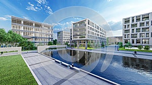 Modern office buildings