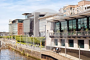 Modern office buildings on the River Clyde in Glasgow, Scotland, UK