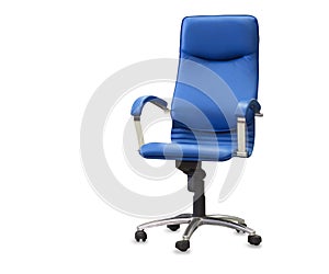 Modern office chair from blye leather. photo