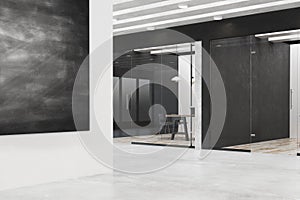 Modern office with chalkboard poster