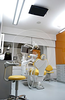 Modern Dentistry Office, Colorful Dentist Chair, Ceiling TV