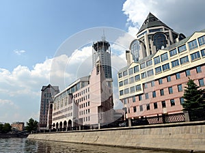 Modern office complex at the Gateway Vodootvodny canal embankment.