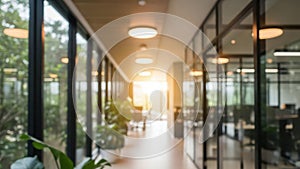 Modern office corridor with natural light