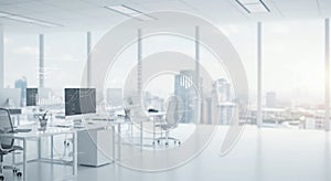 Modern Office with Data Visualization Overlay