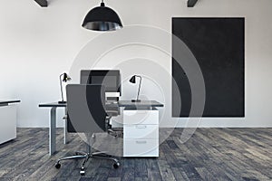 Modern office with empty poster