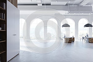 Modern office interior, bookcase