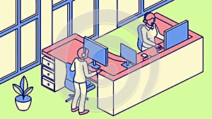 Modern office interior, collaborative workspace, efficient environment, productivity, vector design Generative AI