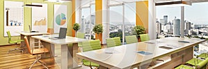 Modern office interior design in a skyscraper photo