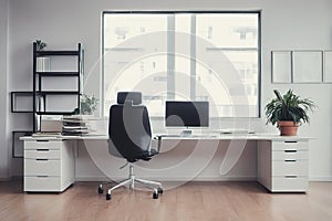 modern office interior designmodern office interior designoffice interior with computer and laptop on workplace