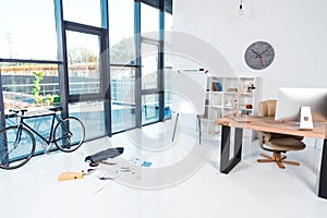 modern office interior with documents