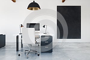 Modern office with empty banner