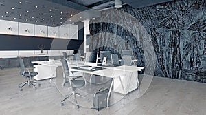 modern office interior with rock feature