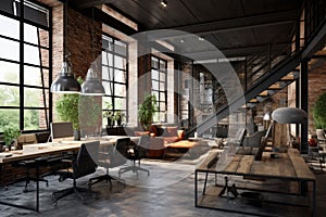 Modern office interior space. Generate Ai