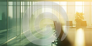 Modern Office Interior Sunlight Streaming Through Glass Walls