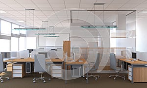 Office, interior visualization, 3D illustration