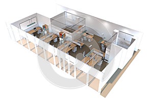 Office, interior visualization, 3D illustration