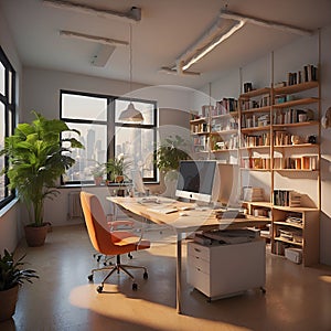Modern office interior. Workplace concept. photo
