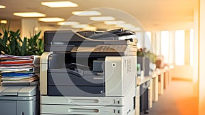 Modern Office Multifunction Printer with Document Stack