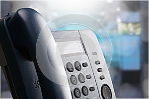Modern office phone close-up view
