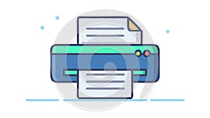 Modern Office Printer with Paper Output, vector design Generative AI