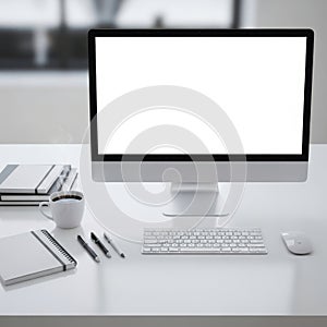 Modern office setup isolated on transparent background