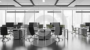 Modern office setup isolated on white background