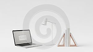Modern office setup isolated on white background