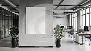 Modern office setup with plants, isolated on white background