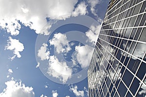 Modern office skyscraper and blue sky