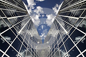 Modern office skyscraper and blue sky