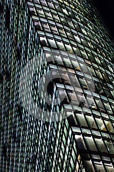 Modern Office Skyscraper Building at Night