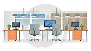 Modern Office Space: Collaborative Work Environment Illustration, vector design Generative AI