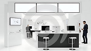 Modern office space with collaborative workstations