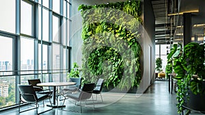 Modern Office space with Vertical Garden Wall and large windows